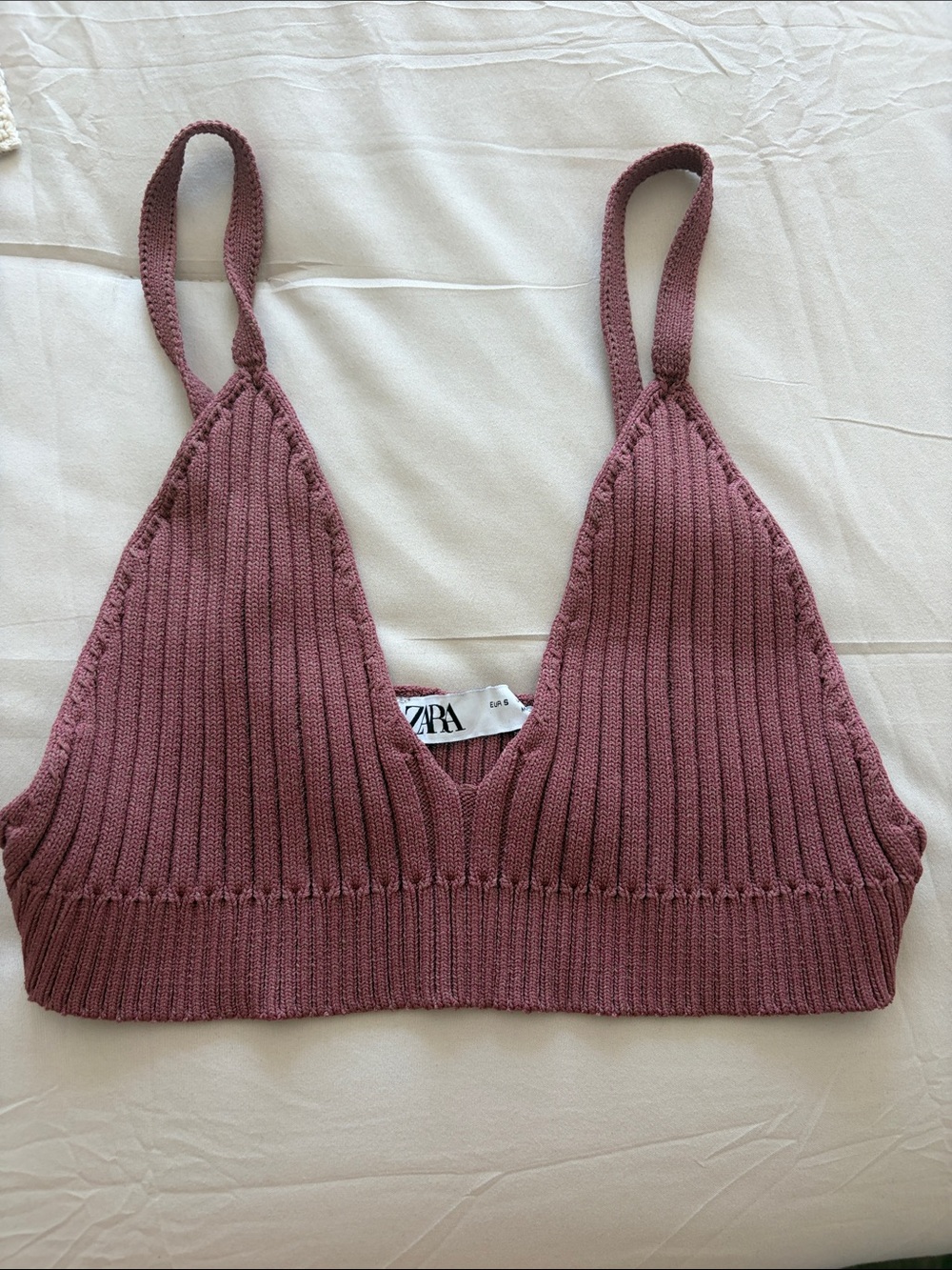 Zara Ribbed Knit Bralette - Mauve